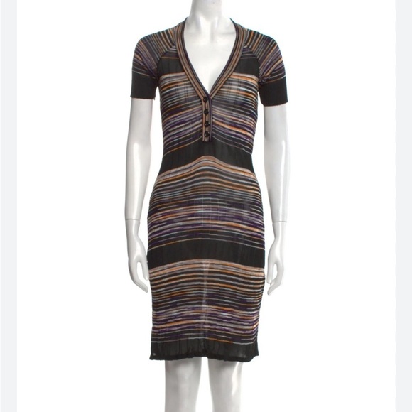 Missoni Stripe Button Knit Midi Dress - Picture 1 of 11